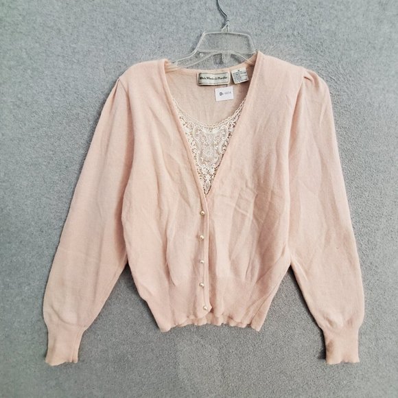 White Wheeler & Martha Women Sweater M Lambswool Rabbit Hair Blend Cardigan READ - Picture 1 of 11